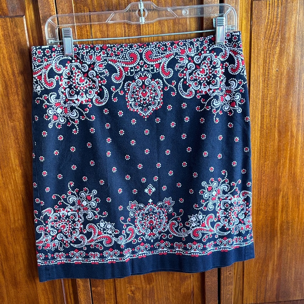 Talbots Black and Red Paisley Mini Skirt